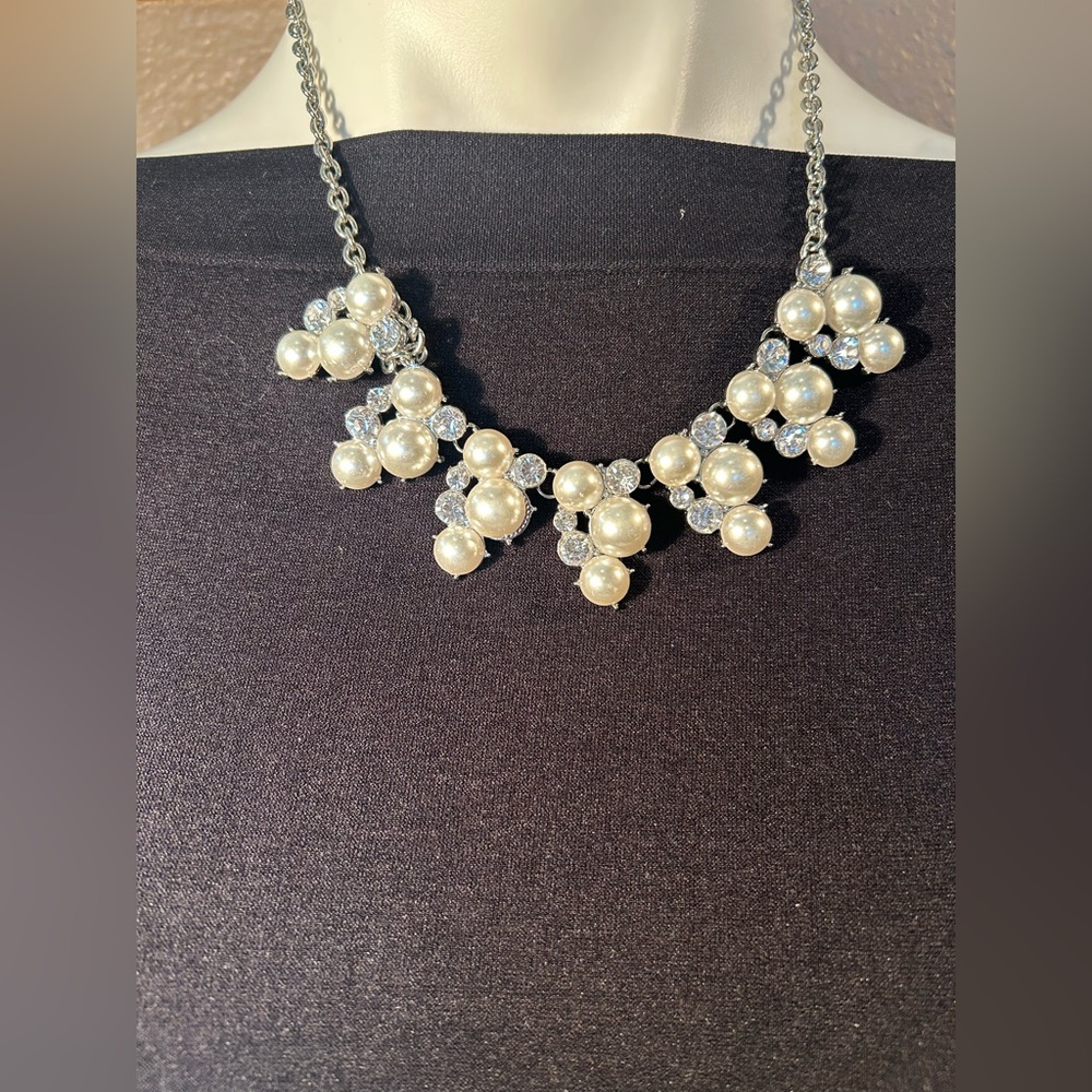 New! Faux Pearls & Rhinestones Necklace & Earrings by Paparazzi Jewelry.